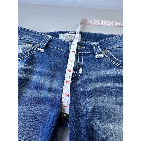 Big Star Liv Distressed Dark Wash Boot Cut Flap Pocket Jeans Womens 27x28 - Picture 5 of 16